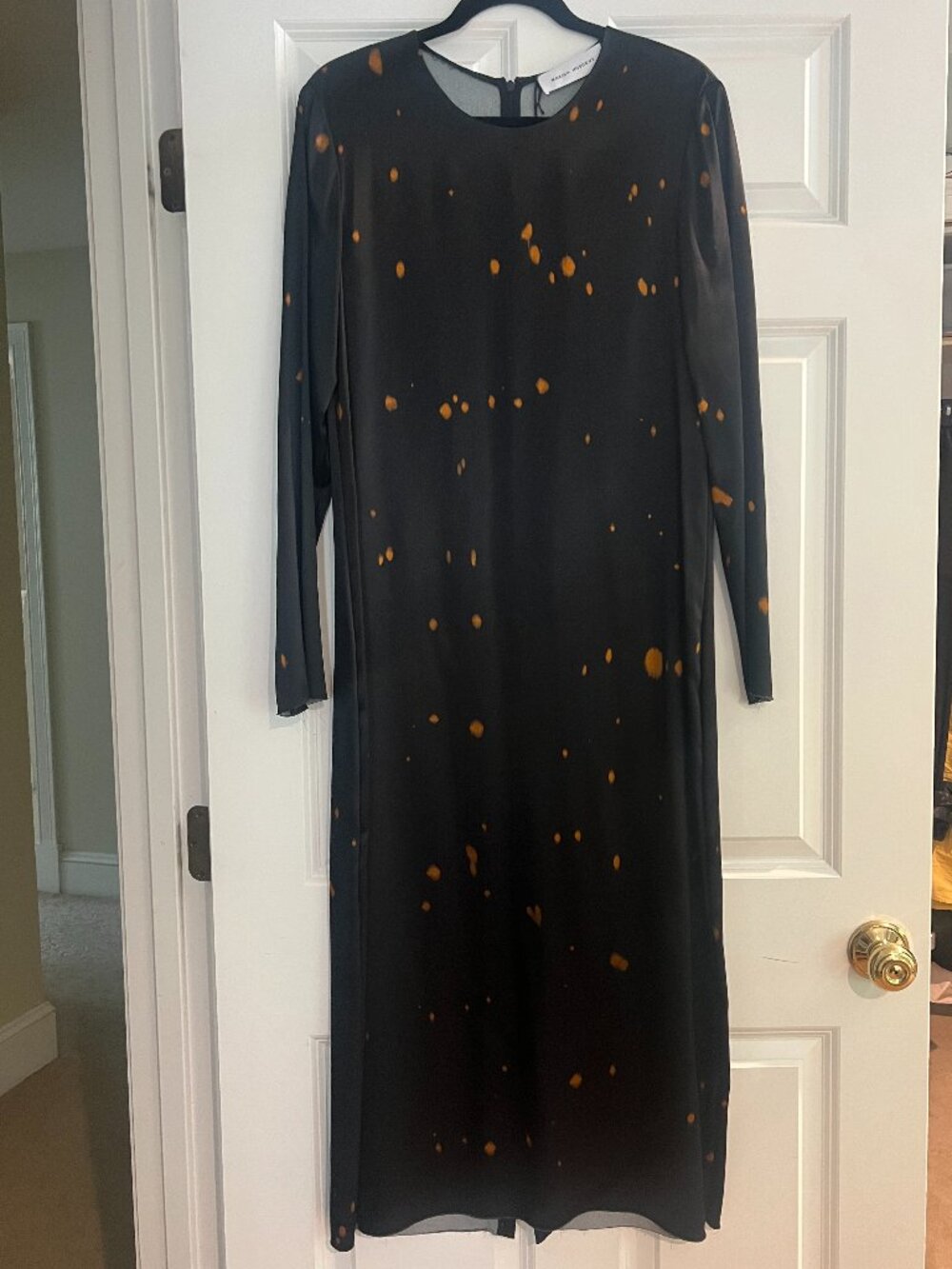 Marina Moscone RE22 Black Viscose Bleach Splatter Print Dress